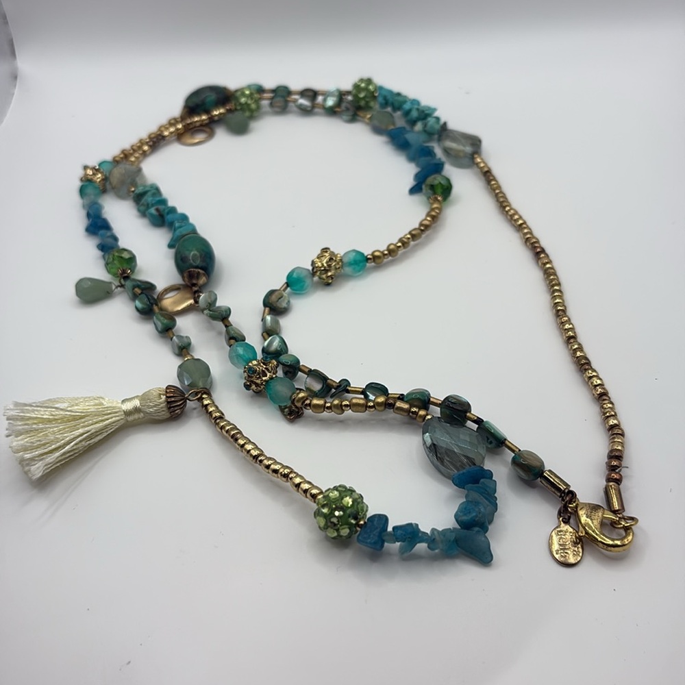Sara Bella Boho long necklace with multiple gemstones - Picture 5 of 9
